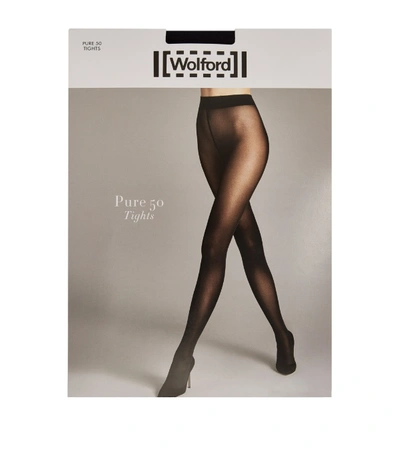 Shop Wolford Pure 50 Tights In Navy