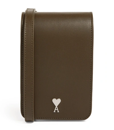 Shop Ami Alexandre Mattiussi Ami Mini Leather Accordion Shoulder Bag