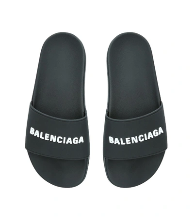 Shop Balenciaga Logo Pool Slides
