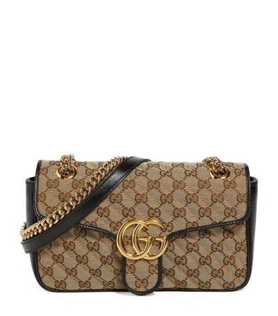 Shop Gucci Small Canvas Gg Marmont Shoulder Bag