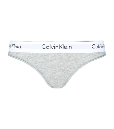 Shop Calvin Klein Logo Bikini Briefs In Grey