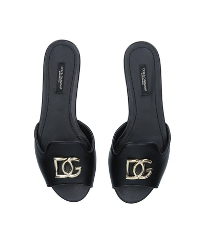 Shop Dolce & Gabbana Leather Logo Slides