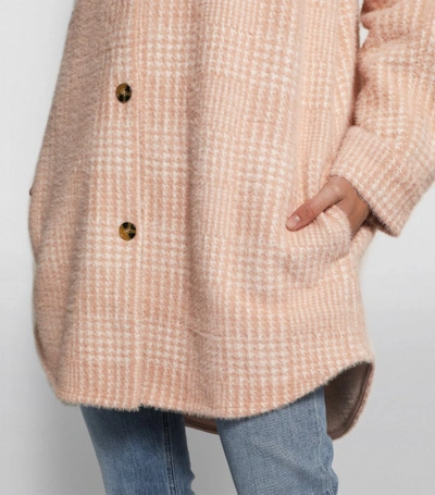 Munthe Edmond Oversized Checked Brushed-flannel Jacket In Pink/white |  ModeSens