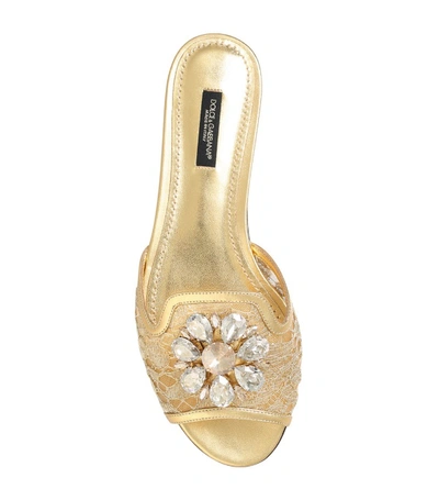 Shop Dolce & Gabbana Lace-embellished Bianca Sandals In Gold
