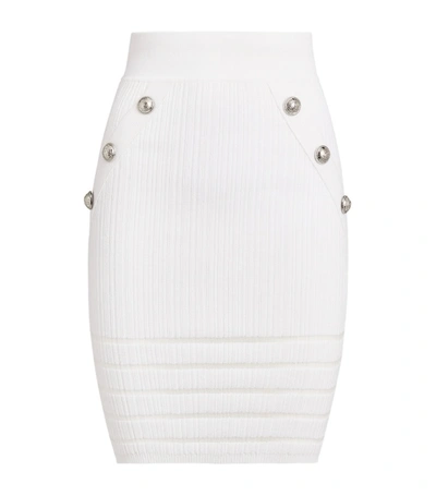 Shop Balmain Embellished Knit Pencil Skirt