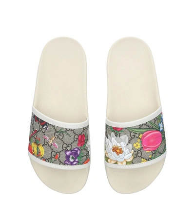 Shop Gucci Pursuit Gg Floral Slides