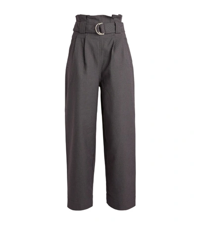 Shop Ganni Belted Paperbag-waist Trousers