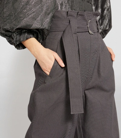 Shop Ganni Belted Paperbag-waist Trousers