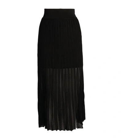 Shop Balmain Pleated Knit Midi Skirt