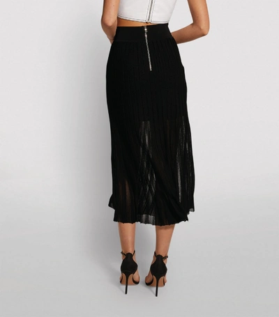 Shop Balmain Pleated Knit Midi Skirt