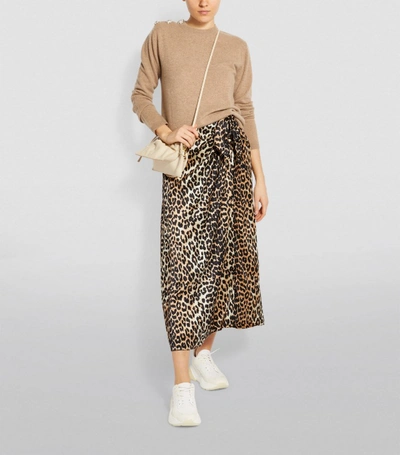 Shop Ganni Leopard Print Midi Skirt