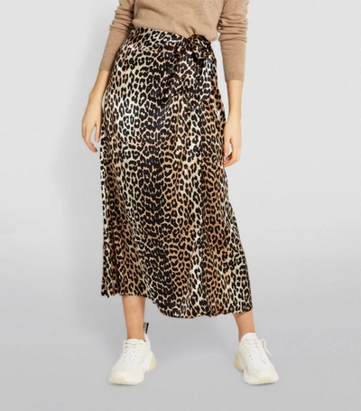 Shop Ganni Leopard Print Midi Skirt