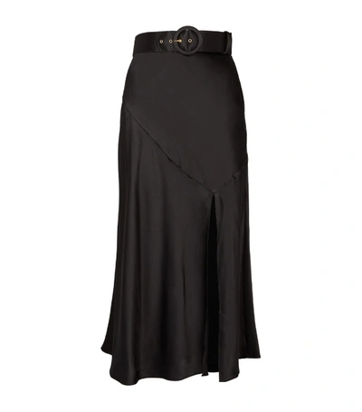 Shop Nicholas Silk Simonetta Belted Midi Skirt