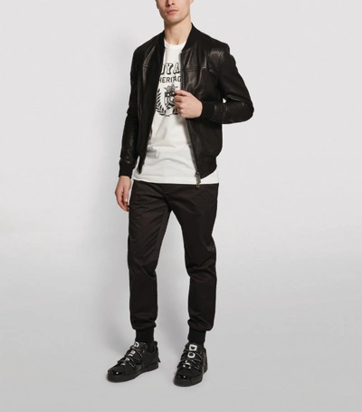 Shop Dolce & Gabbana Leather Bomber Jacket