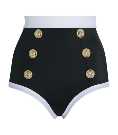 Shop Balmain High-rise Embellished Bikini Briefs