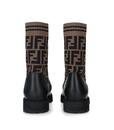 Shop Fendi Leather Logo Biker Boots