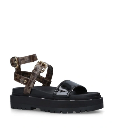 Shop Fendi Jacquard Ff Flatform Sandals 50