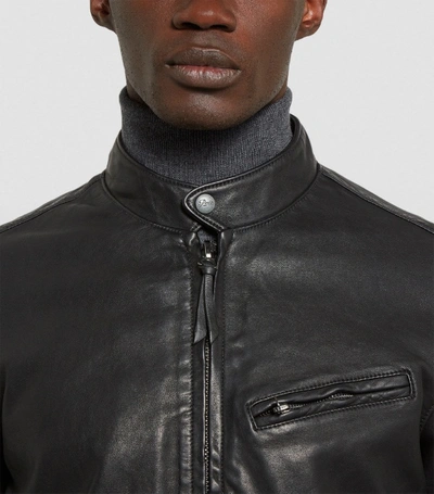 Ralph Lauren Lambskin Café Racer Jacket In Polo Black | ModeSens