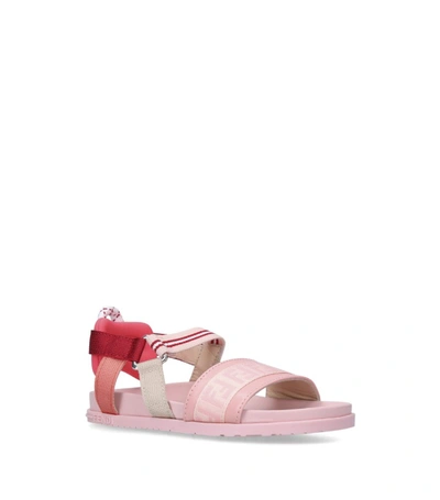 Shop Fendi Kids Leather Logo Sandals