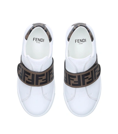 Shop Fendi Kids Ff Velcro Slip-on Sneakers