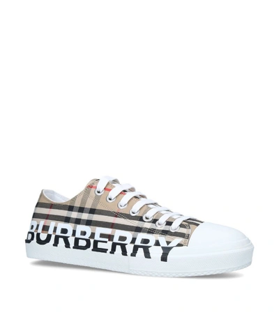 Shop Burberry Check Canvas Logo Sneakers