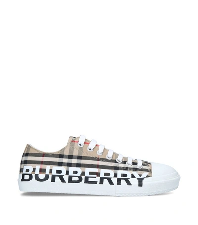 Shop Burberry Check Canvas Logo Sneakers