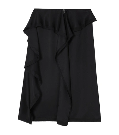 Shop Burberry Ruffle-detail Silk Pencil Skirt