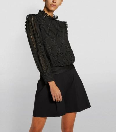 Shop Alice And Olivia Puff-sleeve Broderie Top