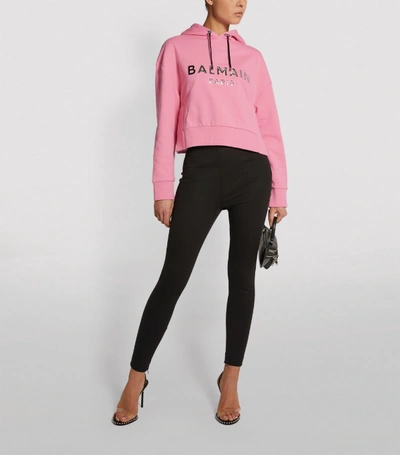 Shop Balmain Crop Logo Hoodie