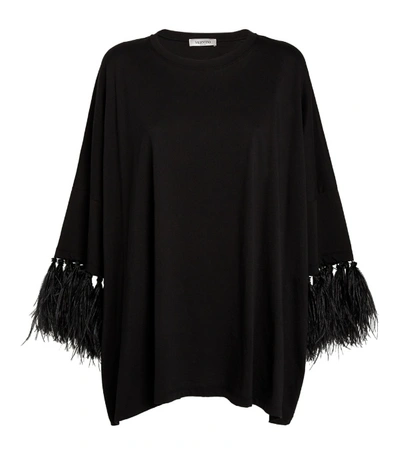 Shop Valentino Ostrich Feather T-shirt