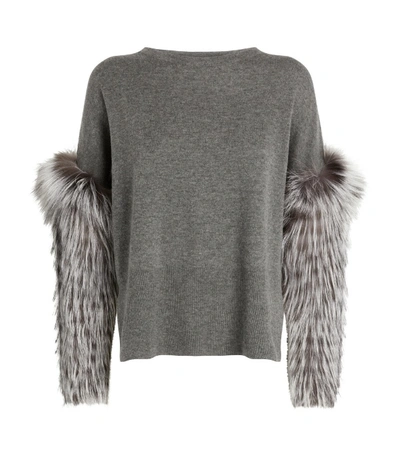 Shop Izaak Azanei Fur Cuff Sweater