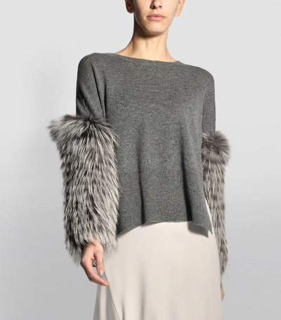 Shop Izaak Azanei Fur Cuff Sweater