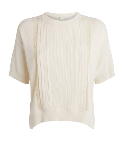 Shop Chloé Cotton-rich Lace Panel Sweater