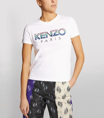 Shop Kenzo Sequin-embellished Logo Shirt