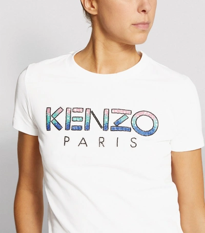 Shop Kenzo Sequin-embellished Logo Shirt