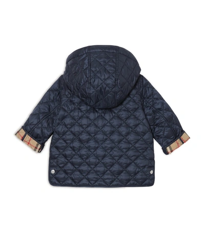 Shop Burberry Kids Detachable Hood Diamond Quilted Jacket