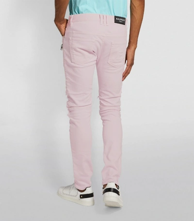 Shop Balmain Ribbed Detail Slim Jeans