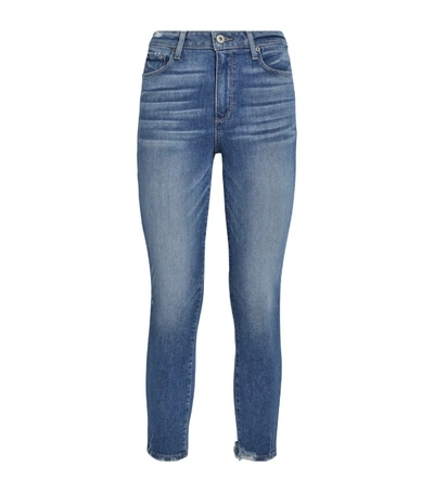 Shop Paige Hoxton Crop Torn Hem Jean In Blue