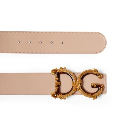 Shop Dolce & Gabbana Leather Baroque Logo Belt In Multi