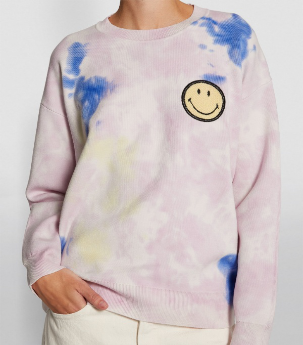 sandro tie dye smiley sweatshirt