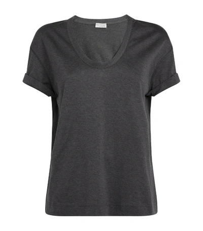 Shop Brunello Cucinelli Embellished Cotton T-shirt