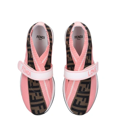Shop Fendi Kids Ff Love Woven Slip-on Sneakers