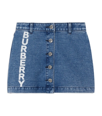 Shop Burberry Kids Logo Print Denim Skirt (3-12 Years)