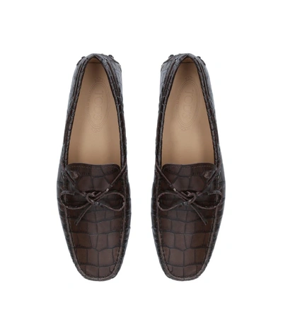 Shop Tod's Croc-embossed Gommino Driving Shoes