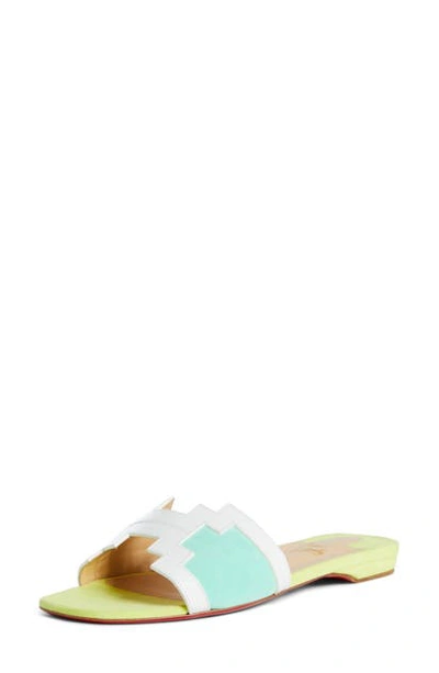 Shop Christian Louboutin Hao Slide Sandal In Turquoise/ White
