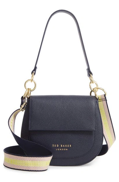 Shop Ted Baker Amali Leather Crossbody Bag In Navy