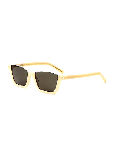 Shop Saint Laurent Eyewear Dylan Sunglasses In Beige