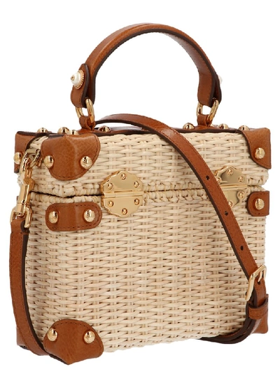 Shop Dolce & Gabbana Dg Amore Woven Tote Bag In Beige