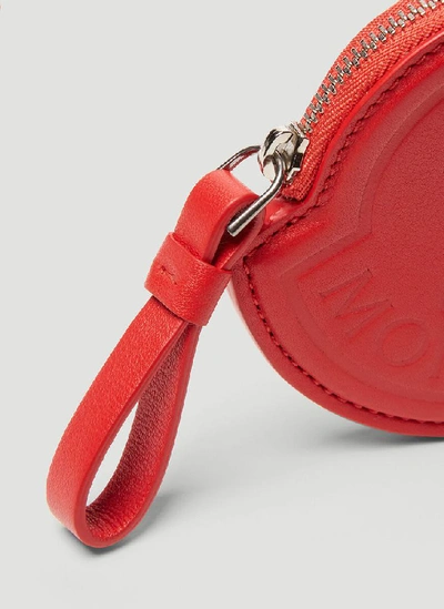 Shop Moncler Logo Embosed Mini Card Case In Red