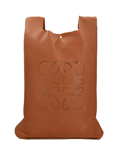 Shop Loewe Logo Backpack In Brown